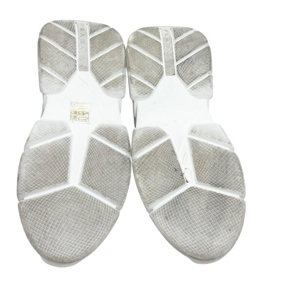 PRADA Logo Knit Women’s Sneakers Size 37.5 7.5 black and white - Picture 12 of 13